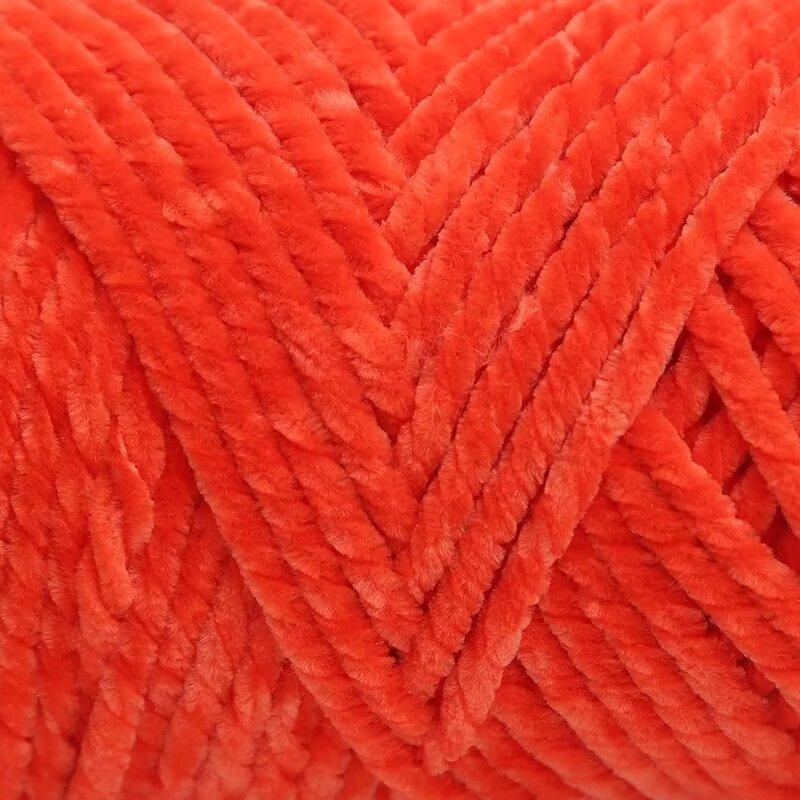 3 Strands Glossy Velvet Hand-Woven Thread Woven Scarf Doll Blanket Chenille Thread Segment Dye 100G Ball