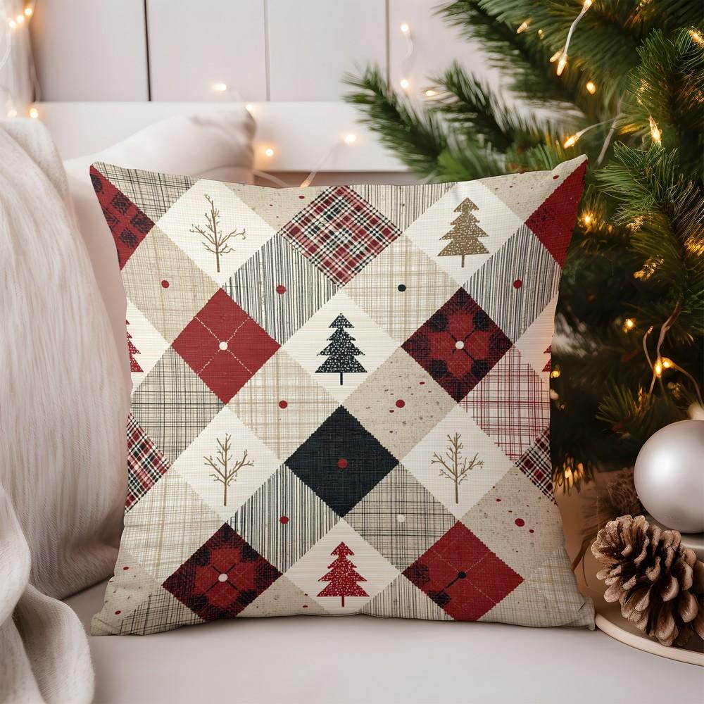 Heimdeko Buntes beleuchtetes Weihnachtsbaum-Muster Kissenmuster Kissenbezug Geeignet für Sofa Schlafzimmer Auto Kissenbezug