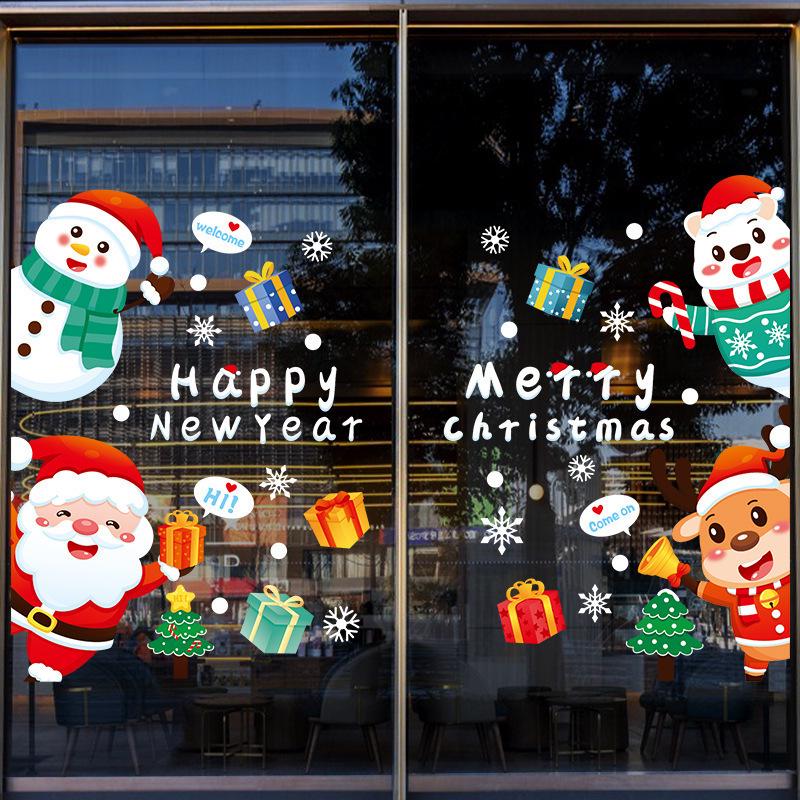 Festive Christmas Window & Glass Door Stickers – Self-Adhesive, Creative Decorative Wall Decals for a Happy Holiday Atmosphere