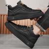 Men's Casual Leather Shoes 2026 Autumn New Non Slip High Top Vintage Workwear Boots Lace Up Height Increase Comfort Board Shoes
