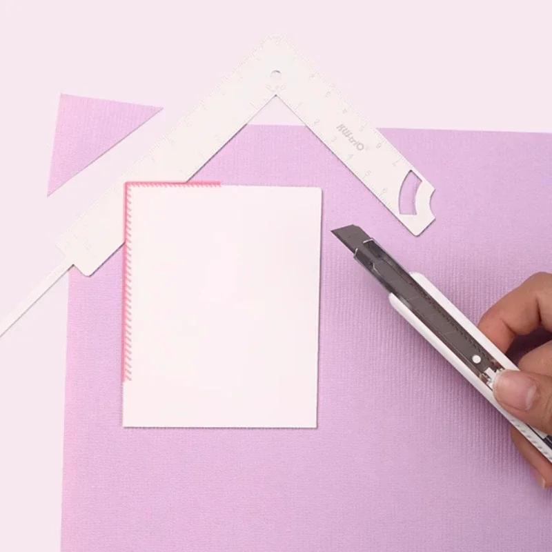 5-in-1 Book Cover Guide Stainless Steel Metal Bookbinding Cover Tool for Scribe Marking Album Notebook Scrapbooking Gauge Ruler