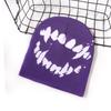 Autumn Winter New European American Style Street Hip-Hop Jacquard Knitted Beanie Teeth Pattern Button Spandex/Cotton Common