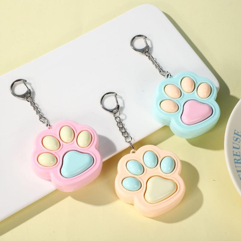 Interactive Cat Paw Keychain Press Toy for Stress Relief Keyring Office Travel Sturdy Plastic Accessory Gift