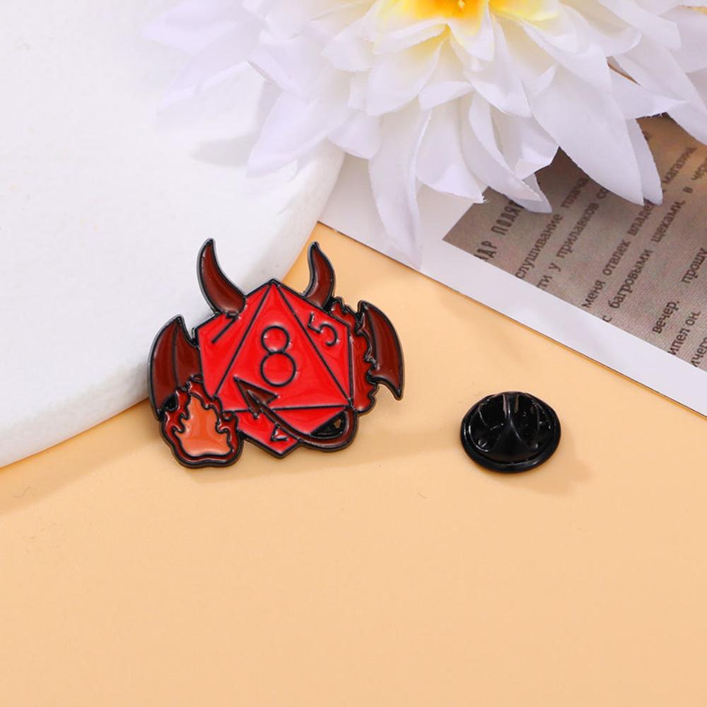 

Face Dice Metal Enamel Brooch Personality Fashion D20 DnD Dice Game Badge Pin Cartoon Unique Costume Backpack Jewelry Gift