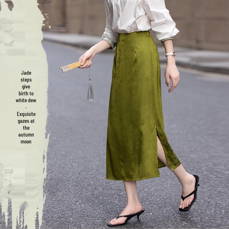 

Demana New Chinese Style Floral Slit Skirt XL