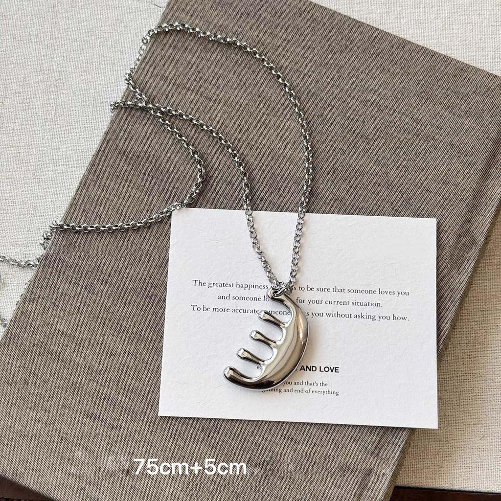 Fashion Silver Color Comb Pendant Necklace for Women Punk Adjustable Long Sweater Chain Necklace Hanging Neck Jewelry Accessorie