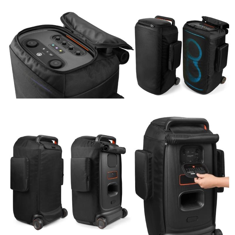 Speaker Protective Cover Dustproof Nylon Fabric Rolling Up Design With Zippered Closure Side Pockets for 520 Speaker