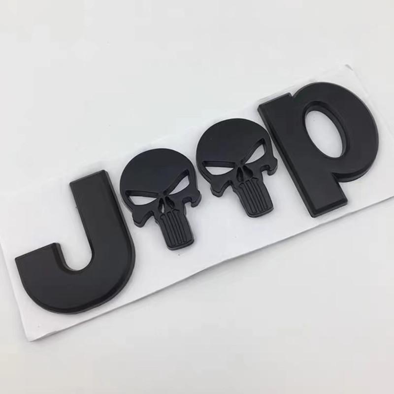 3D Metal Skull Emblem Badge For Jeep Auto Car Stickers Accessories For Jeep Cherokee Wrangler Liberty Compass Car Styling