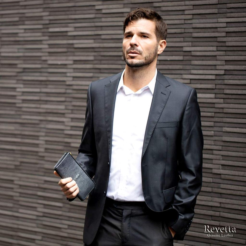 [Revetta] Stingray Leather Long Wallet, YKK MIX Color L-shaped Zipper, Galusha Stingray Black, Men's and Women's Genuine Leather [164-1stw]