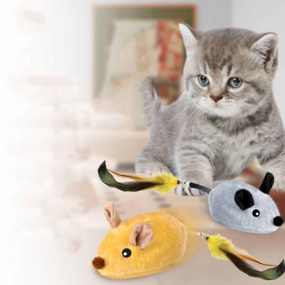 LED Light Automatic Sensing Moving Mouse Steerable Sound Interactive Cat Toys Realistic Wear-resistant USB Rechargeable Pet