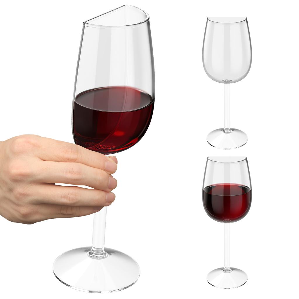 2 Pcs Creative Half Wine Glass Portable Half Round Wine Glass Vintage Tall Wine Glassware Clear Glasses for Birthday Anniversary