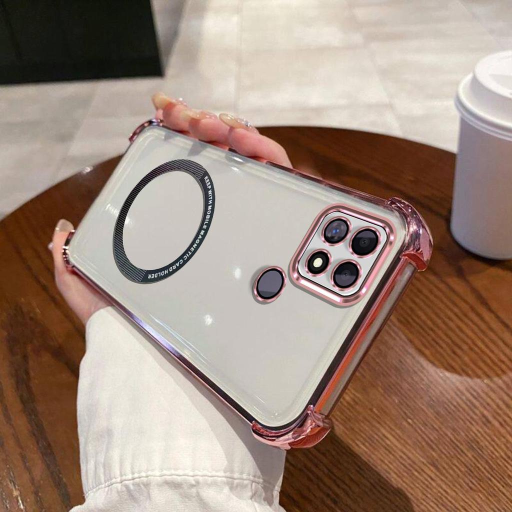 Case for realme Narzo 50A Clear Magnetic Casing Electroplated Lens Frame Phone Cover