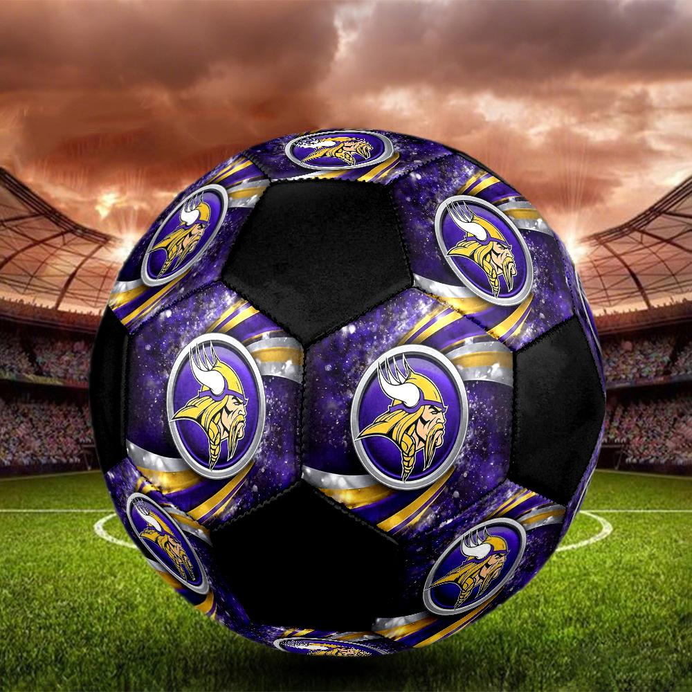 Minnesota Vikings2 Soccer Ball Colorful All Ages Machine Stitched PVC Competition Ready Durable High-Bounce.SIZE5