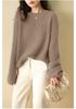 Women's Trendy Round Neck Lurex Sweater in New Year Red - 100% Pure Wool, Loose Fit, Autumn/Winter Base Layer