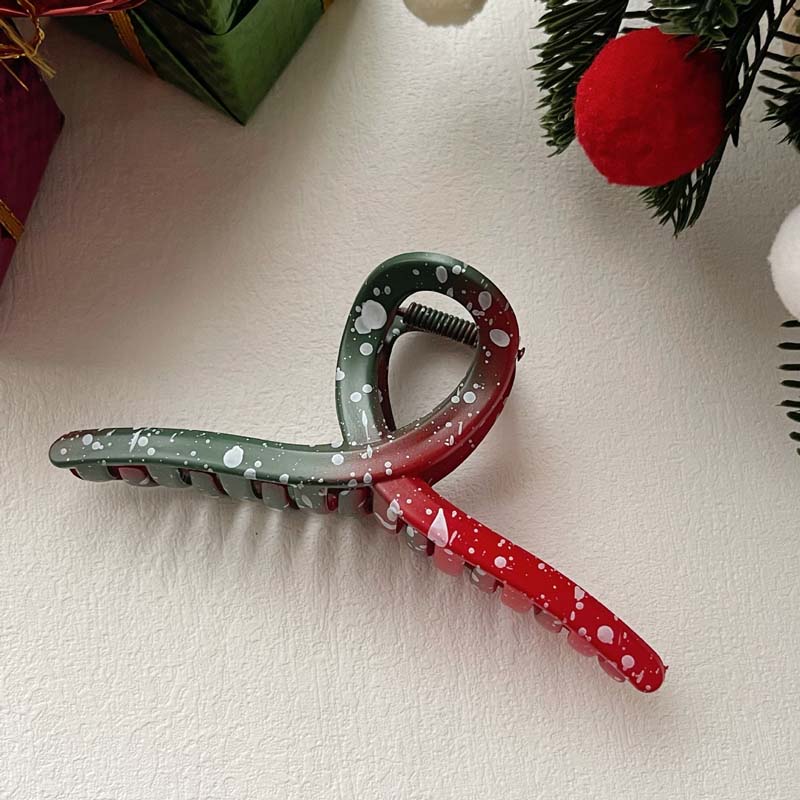 Fashion Christmas Acrylic Hair Claws for Women Girls Sweet Snowflake Print Shark Clamp Hair Clip Headdress Hair Accessories Gift