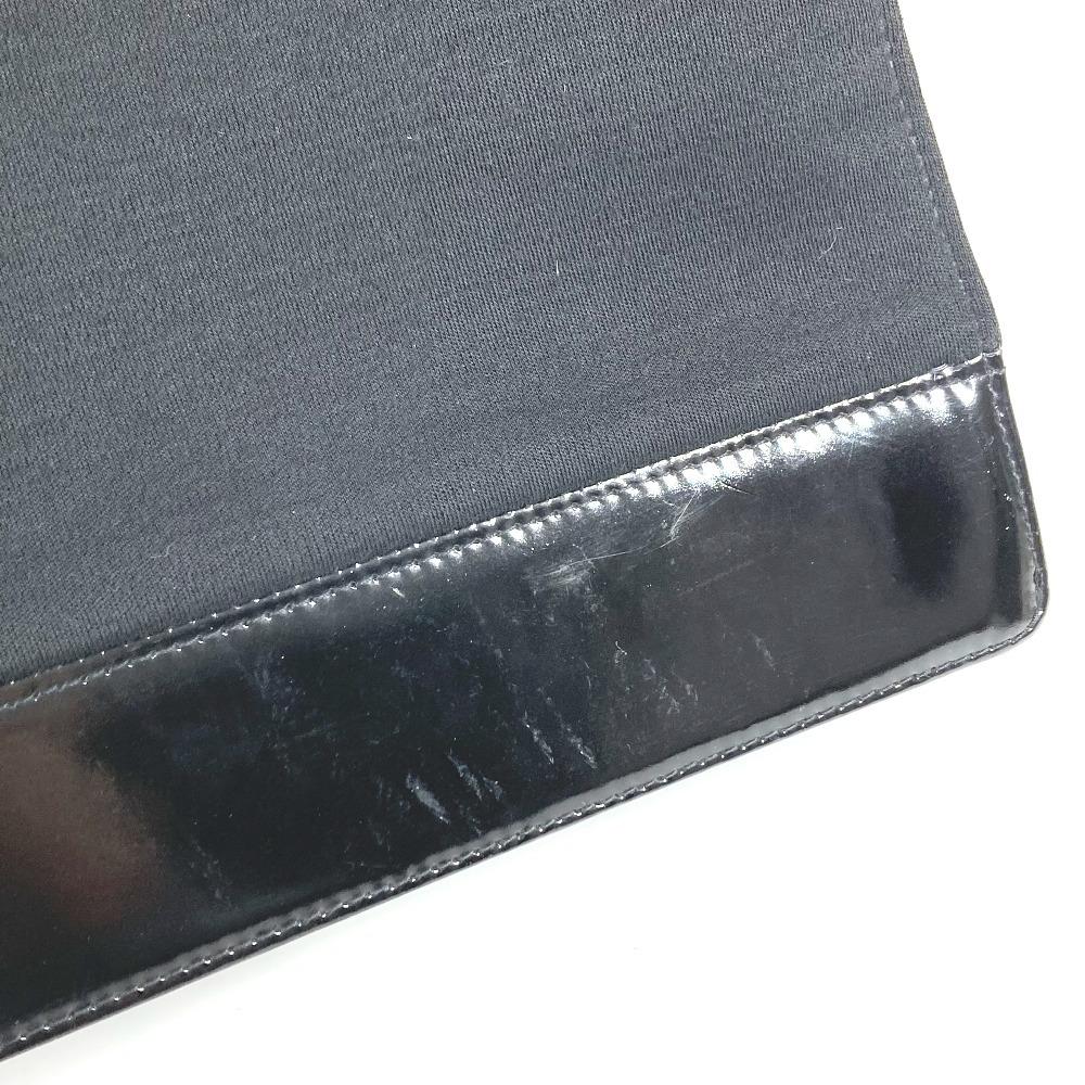 CHANEL vintage CC logo flap bag Shoulder Bag cotton / Patent Leather Black