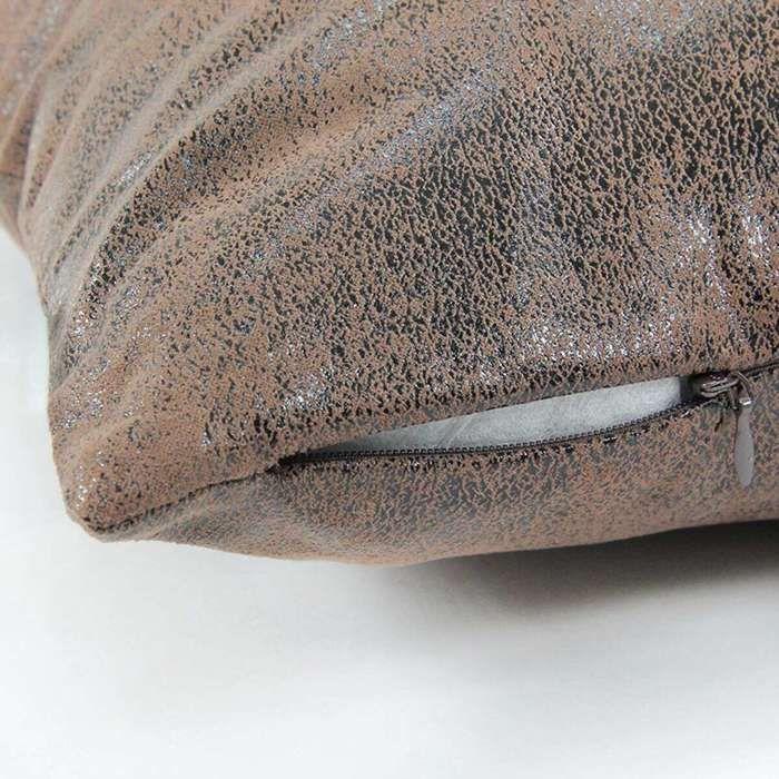 Brown Leather-look Cushion 40x40cm HAVANE