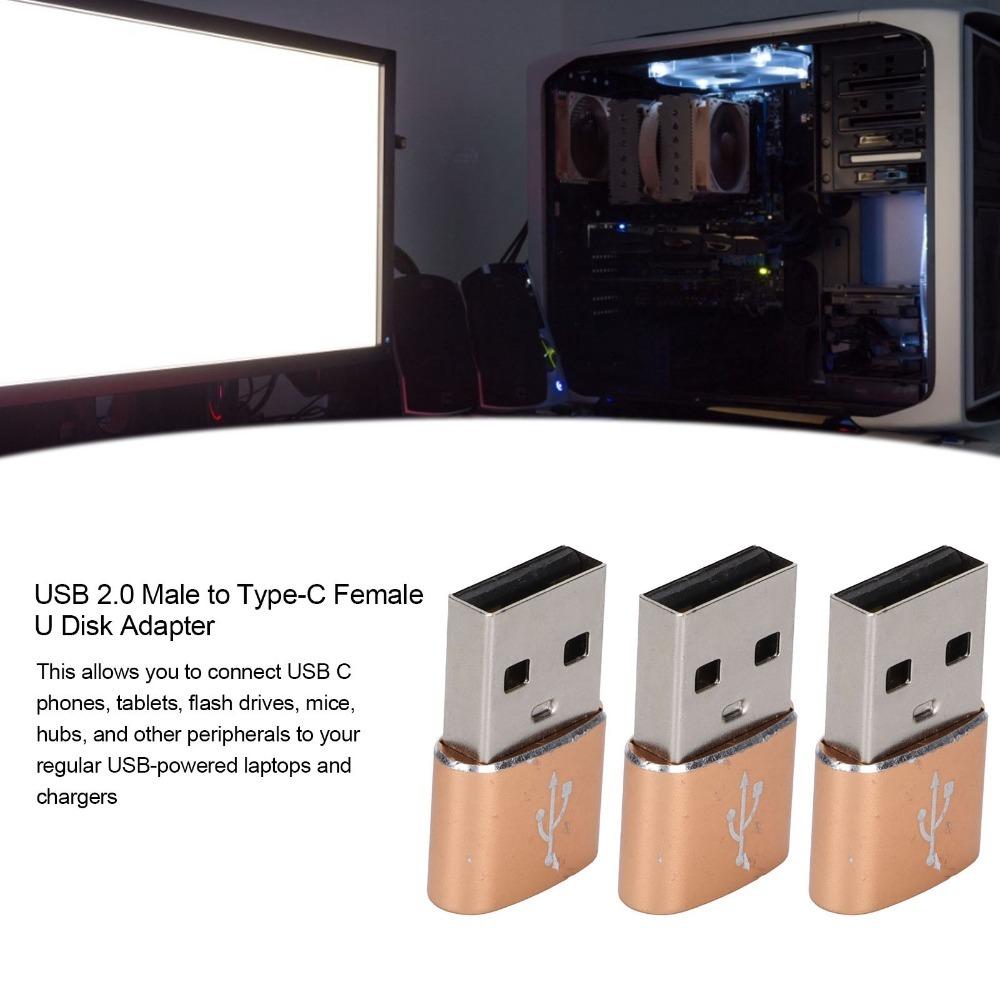 3PCS U Disk Adapter USB to TypeC Adapter USB C Female to USB Male Adapter Computer Use