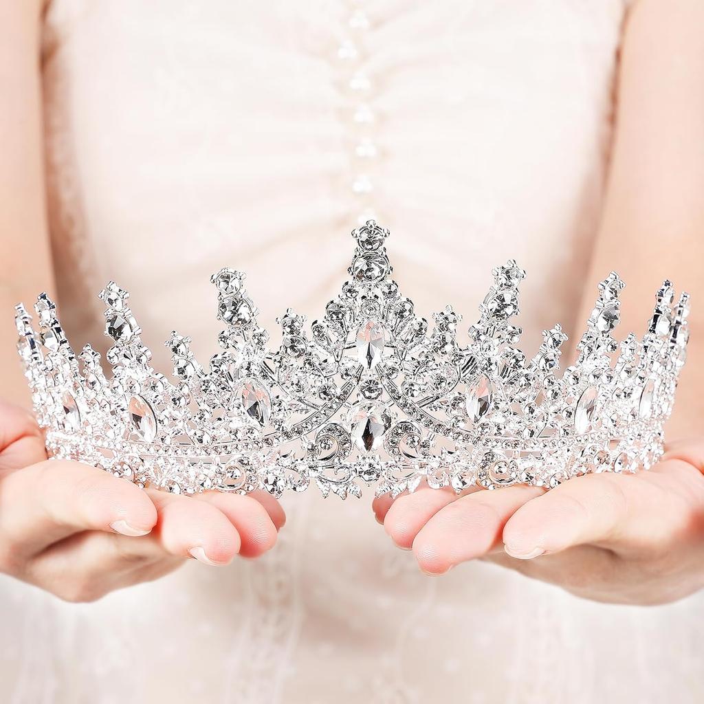 Tiara for Women, Crystal Queen Crowns, Rhinestone Princess Tiaras, Royal Hair Accessories Perfect for Birthday Decorations, Wedding Brides, and