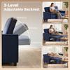 2 Seater Sofa Bed, 3-in-1 Convertible Pull Out Sleeper Sofa with Click-Clack Adjustable Backrest, Dark Blue