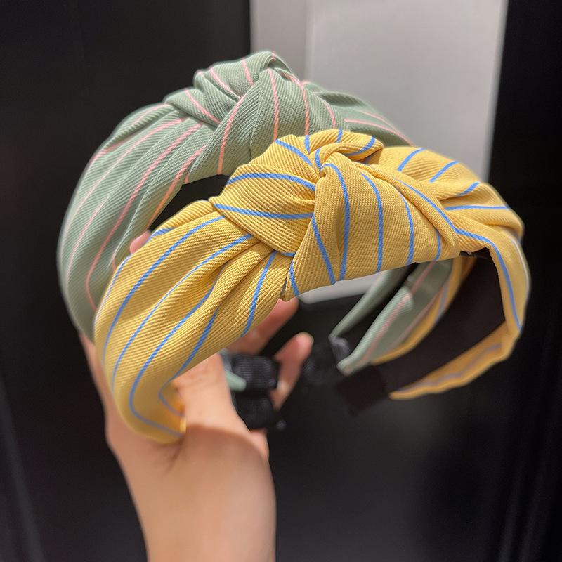 Mode Dam- och Flickrandigt Hårband med Mittknut för Damers Dagliga Casual Hårbyglar Accessoar