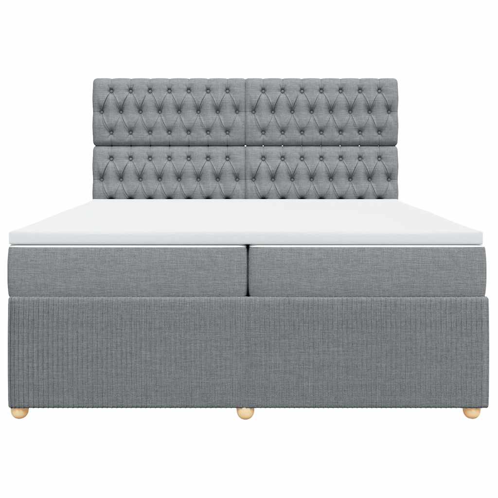 Box Spring Bed with Mattress Light Grey 200 x 200 cm Fabric