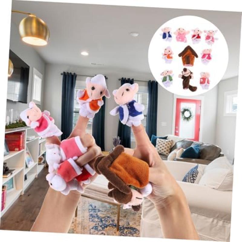Milisten Wolf and Lambs Finger Puppets Soft Durable Hand Puppets for Interactive Play at Home and School Gifts for Boys and Girls