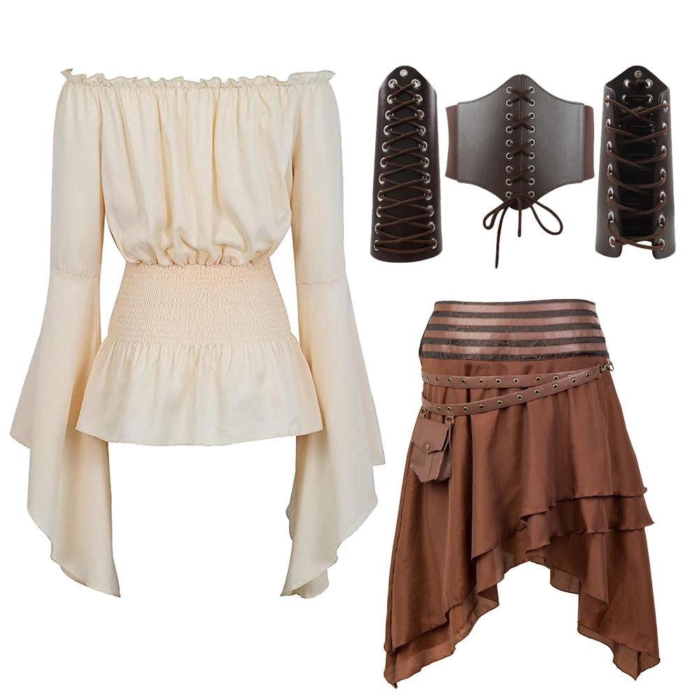 Halloween Women Pirate Costume Renaissance Costumes