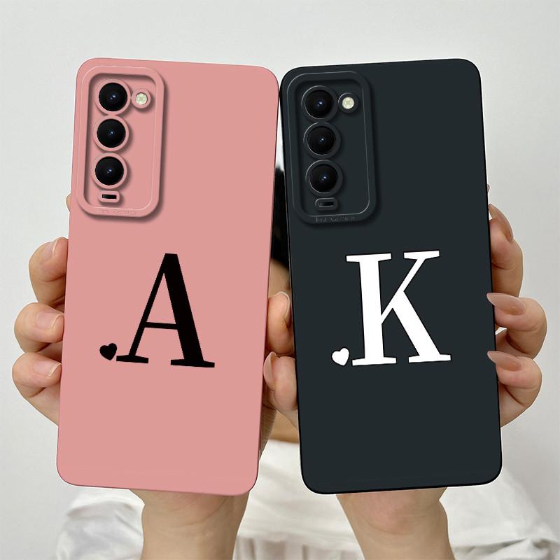 For Tecno Camon 18 Case Tecno Camon 18P Phone Case Camon 18T CH6 CH7n Cute Initial Letters Square Silicone Shockproof Back Cover