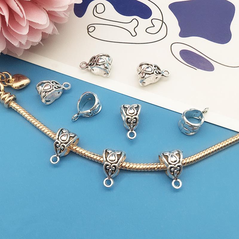 1 4Mm Large Hole Tee Hanging Head Pendant Buckle Handmade Diy Silver, Bracelet Jewelry Accessories