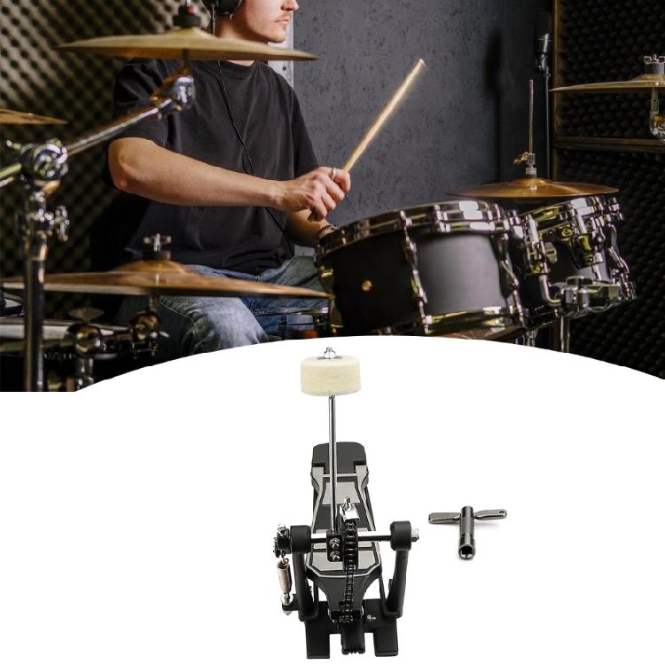 Single Bass Drum Pedal with Felt Beater Stick & Drum Key Kick Drum Pedals for Beginner & Professional Drummers Enduring