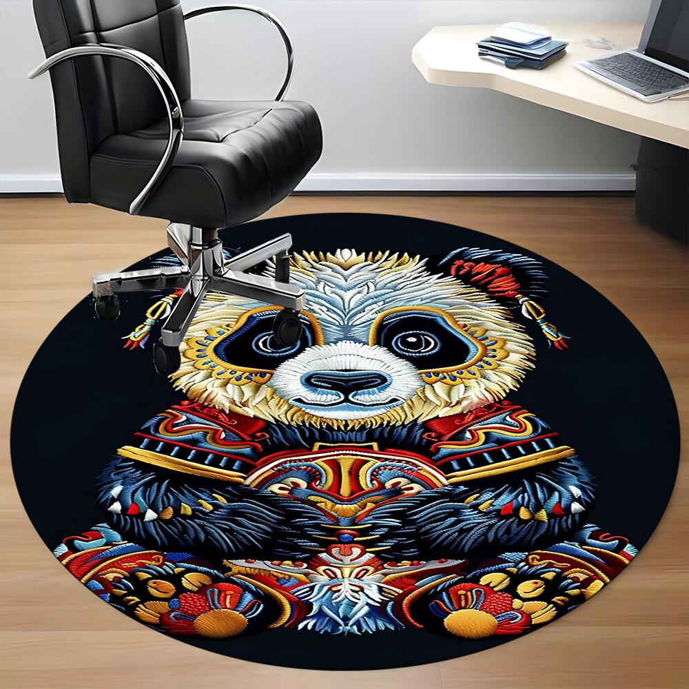 1pc Panda Embroidery Office Round Area Rug, Under Office Chairs Bedroom Living Room Home Decor, Room Deco