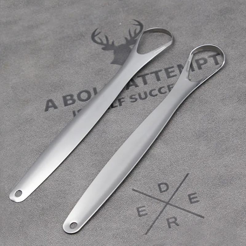 

Скребок для языка из нержавеющей стали для свежего дыхания и гигиены полости рта. 1 piece, flat head