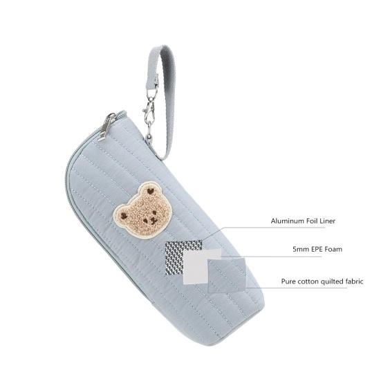 Insulated Baby Bottle Bag Bear Graphic Design Portable Bottle Carrier Breast Milk Storage Temperature Control Travel Daycare Organizer