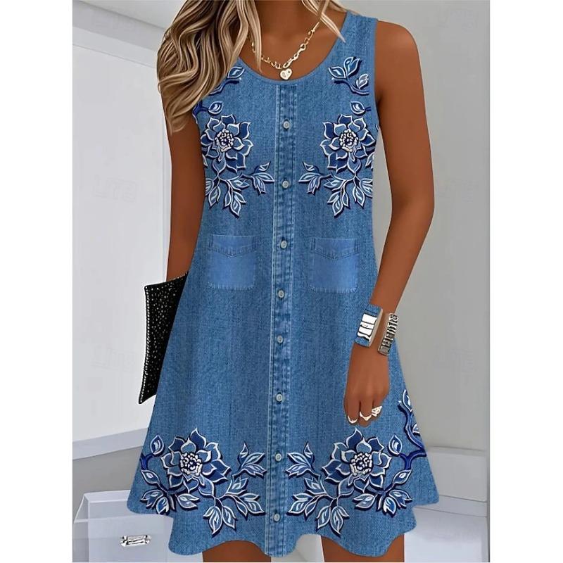 Women's Dress Petite Dress Sundress Tank Dress Summer Dress Stylish Vacation Daily Holiday Loose Fit Floral Sleeveless