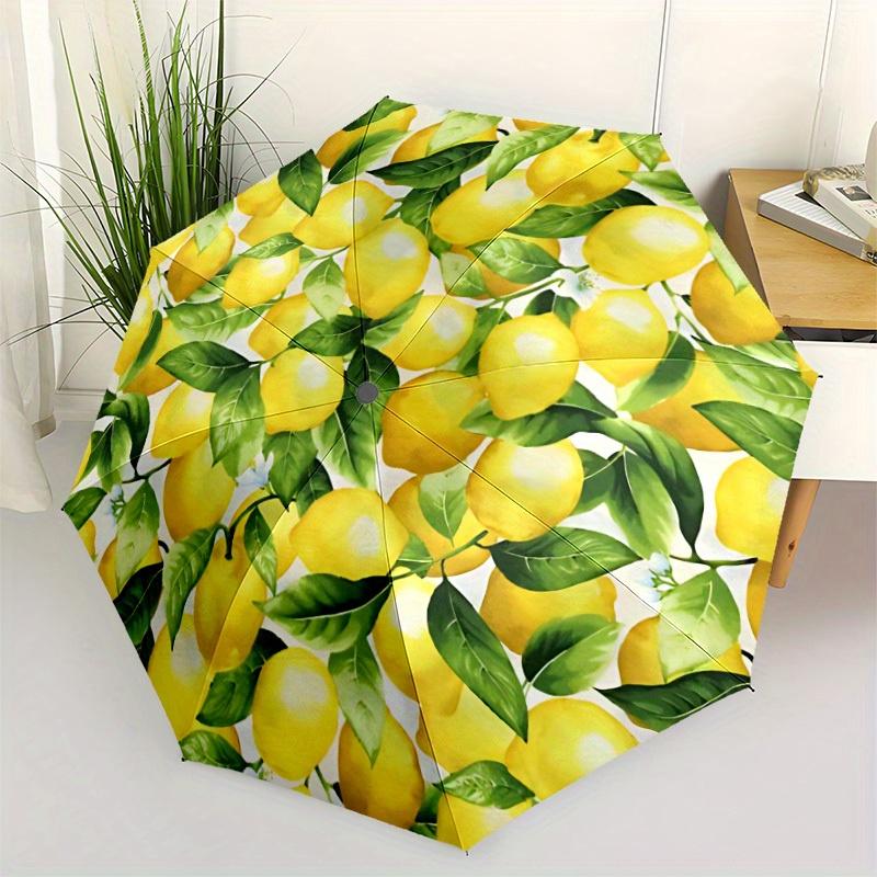 1pc Lemon Print Automatic Opening/closing Umbrella with Auto Open/Close, Windproof, Foldable Sunshade Yy250811141
