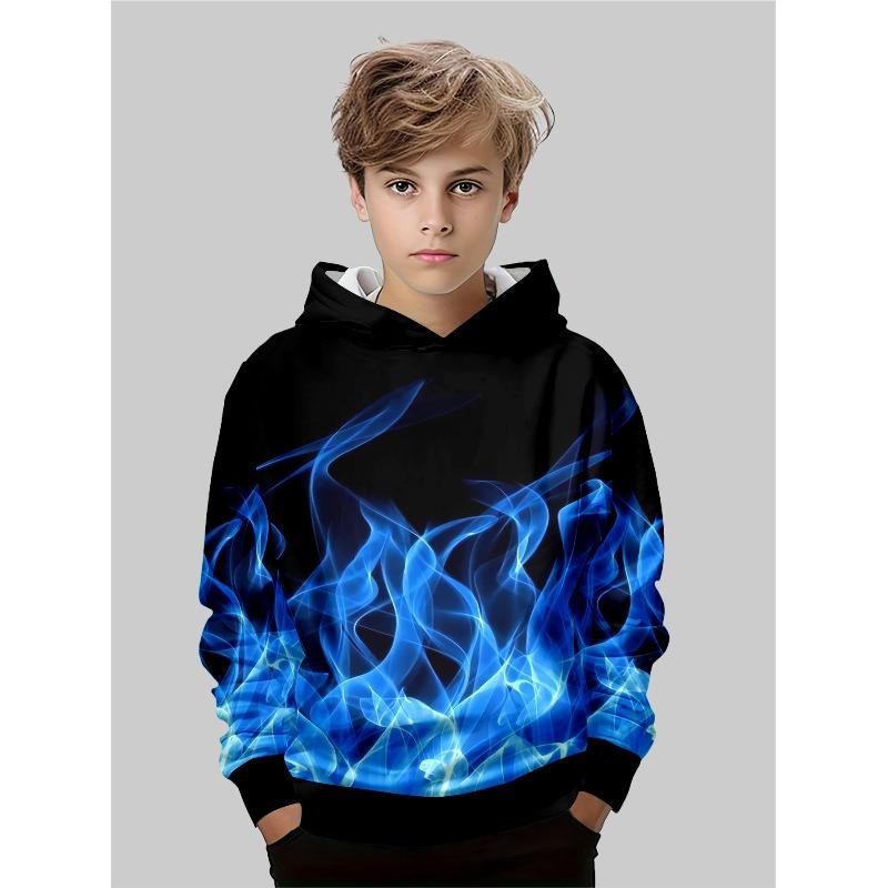 Modisches Bedrucktes Oberteil Lässiger Einfacher Pullover Lockere Hoodies Sweatshirts Jungen