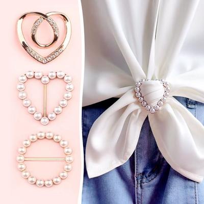 Creative Pearl Silk Scarf Buckle Clothes Hem Fixed Clip Clothes Knotted Buckle Multi-Purpose Simple Shirt Corner Buttons