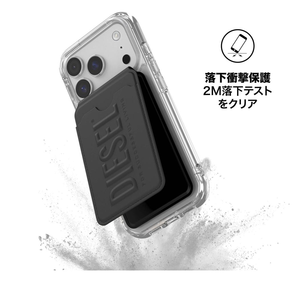 DIESEL Držák na karty se stojánkem, kompatibilní s MagSafe, magnetický design a 3D logo značky (Diesel/Černá)