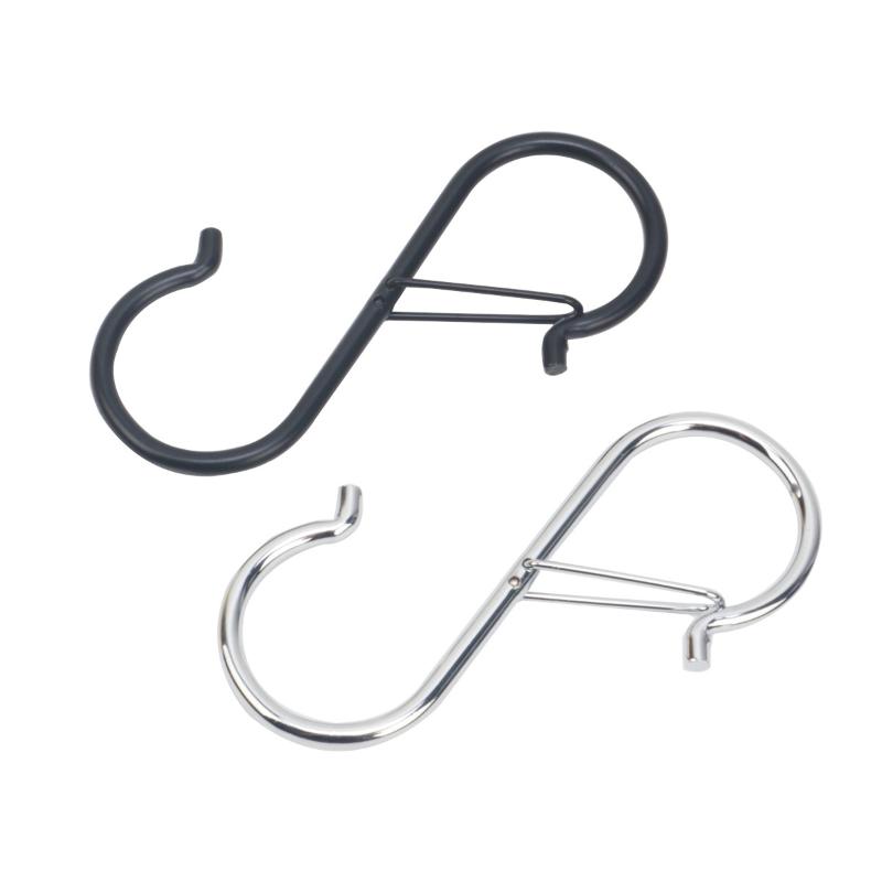 2/4/10 Pcs Metal S-Shape Spring Hook Kitchen Pot Rack Room Bags Clothes Towels Closet Rod S Hanger Hooks With Buckle Garden Hang