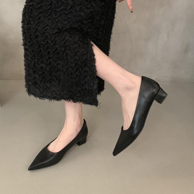 Fashion Bailamos New Brand Women Pumps Shoes Fashion Pointed Toe Shallow Slip On Dress Single Shoes Ladies Square Heel Dress Sandals Mu