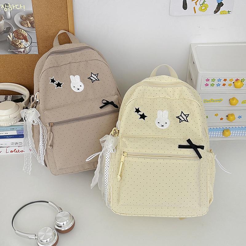 Schoolbag new Japanese Korean version cute polka dot rabbit campus backpack girls summer shopping outing small fresh backpack