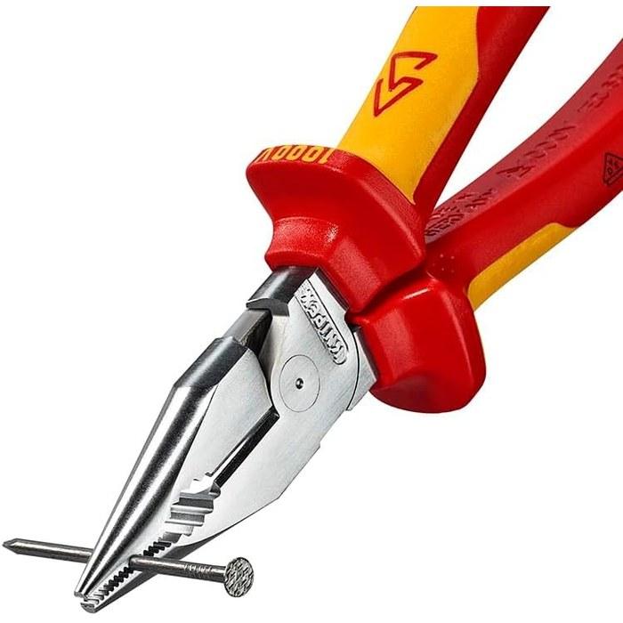 KNIPEX Needle Nose Pliers, Insulated Comfort Grip Handle, 185mm, 0826-185SB, Red
