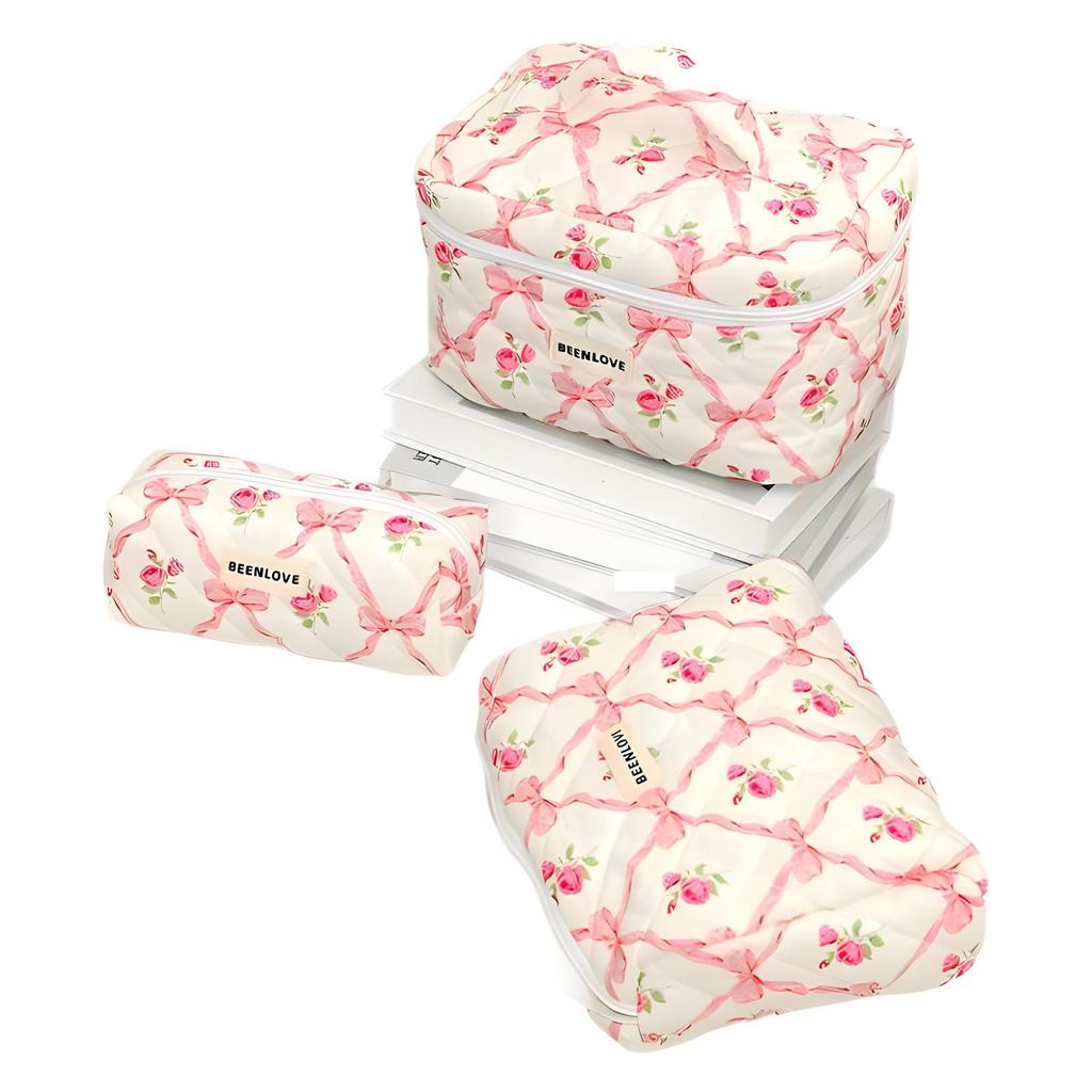 Quilted Court Style Large Capacity Portable Makeup & Toiletry Bag