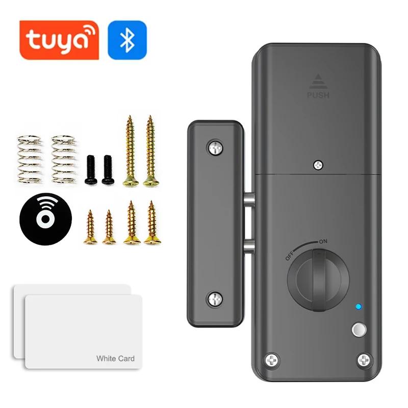 Home Tuya Smart Door Lock Handle Hidden Anti Theft Electronic Keyless Lock Security Entry IC Card Unlock For Wooden Door