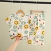 Summer Little Boy Thin Loungewear Suit Summer Children'S Cotton And Silk Pajamas Boys And Girls Short-Sleeved Trousers Cotton Silk