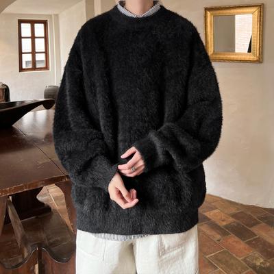 2024 New Autumn Men Round Neck Thick Sweater Men Pure Mink Cashmere Men O-Neck Pullover Male Knitted Sweater Winter Warm Jumper