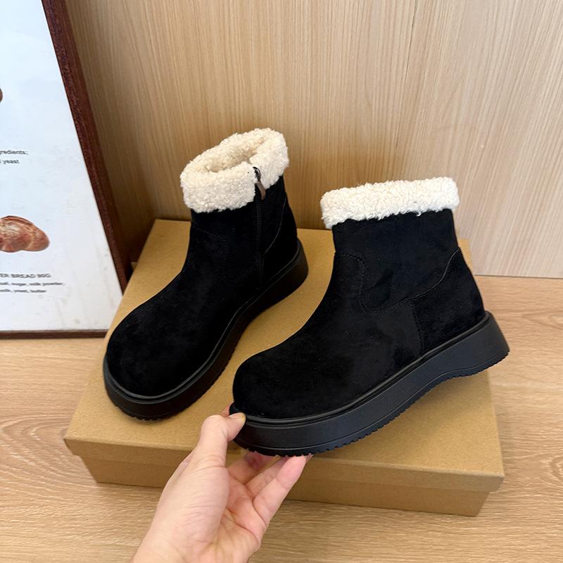 Women's thick-soled winter fur as one lightweight warm anti-cold padded snow boots non-slip wear casual sneakers cotton boots