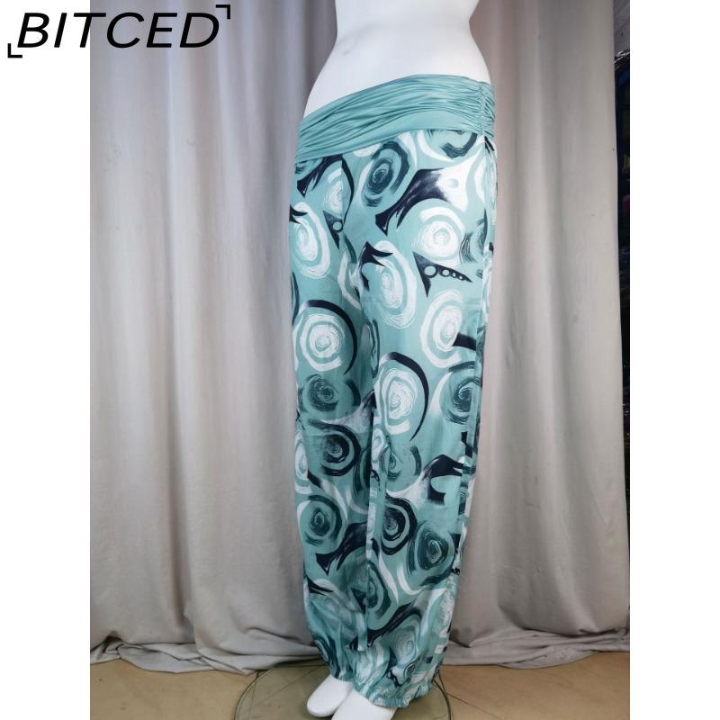 BITCED 15 Color Women Casual Elastic Waist Plus Size Print Long Trousers Straight Loose Long Pants Haren