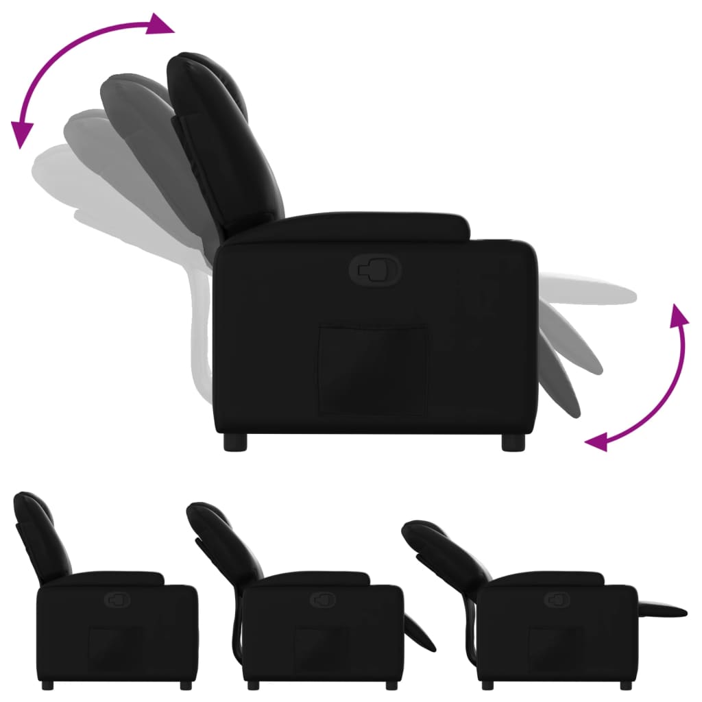 Recliner Chair Artificial Leather Black